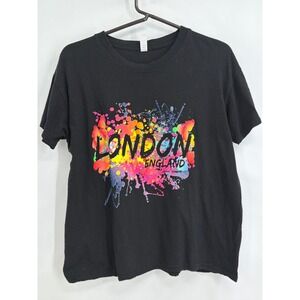 Casual Classics London England Graphic T-Shirt Black Paint Splatter Medium